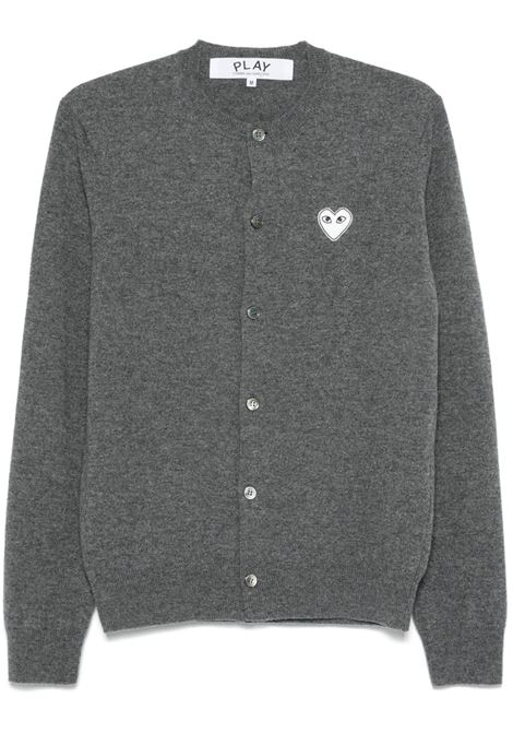 Grey logo-patch cardigan Comme des garcons play - men COMME DES GARCONS PLAY | AXN0610513